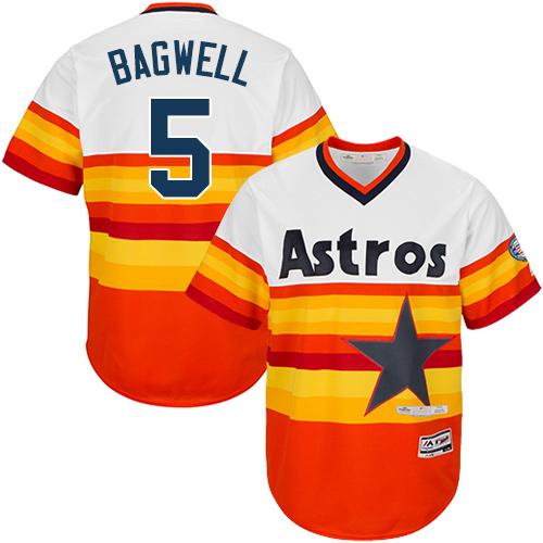 Astros #5 Jeff Bagwell White/Orange Flexbase Authentic Collection Cooperstown Stitched MLB Jersey - Click Image to Close